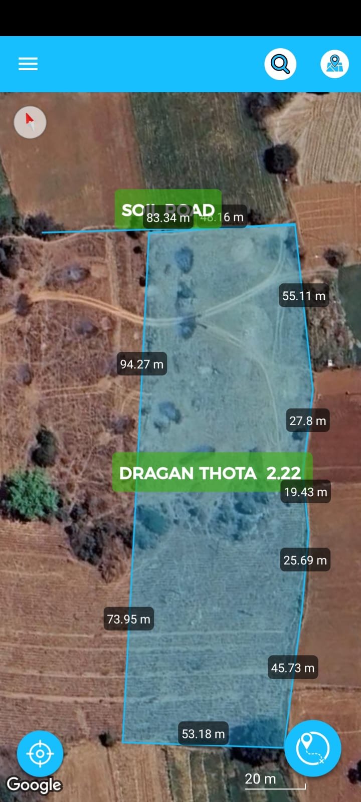 GPS survey sketch of the plantation